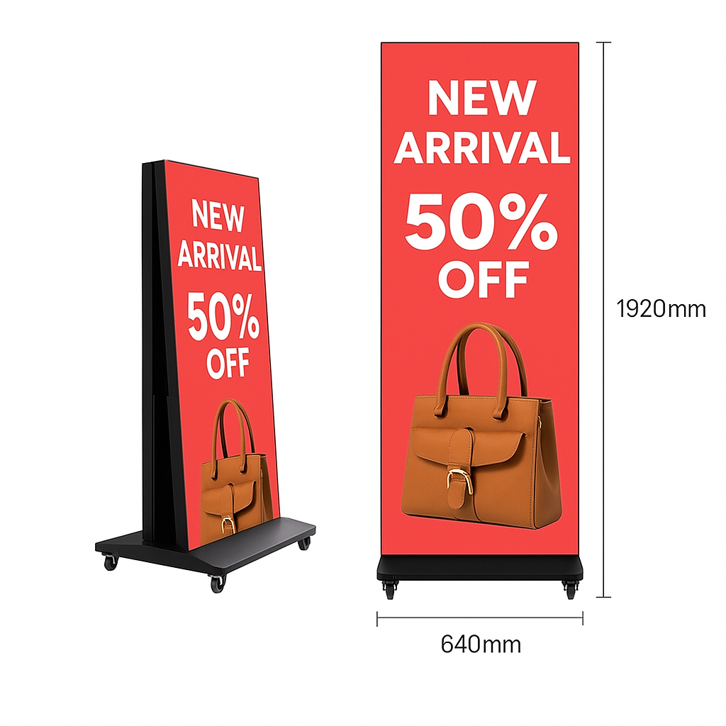 Portable Foldable LED Poster Screen – 640mm × 1920mm - P1.86